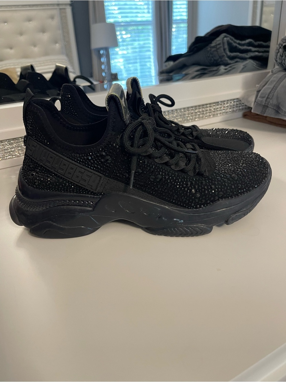 Steve Madden Maxima Black Rhinestone Sneakers - Picture 2 of 6